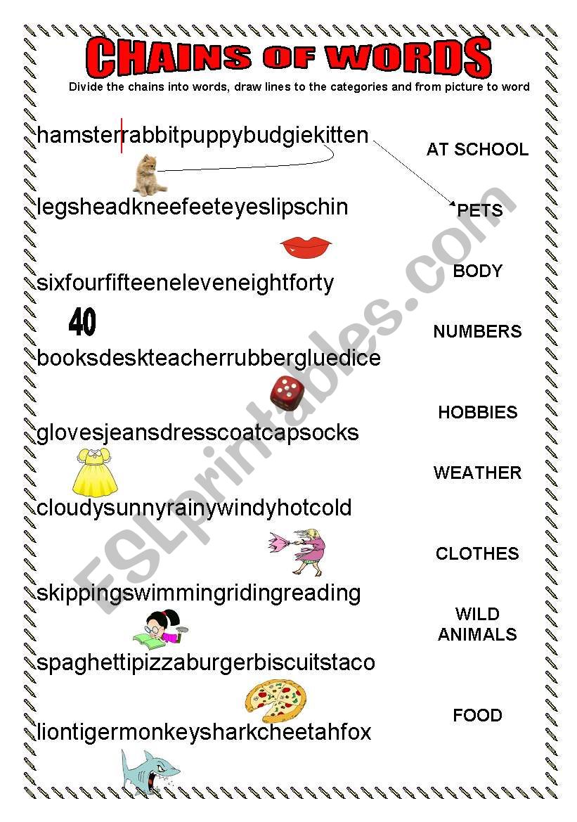CHAINS OF WORDS worksheet