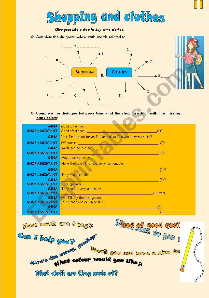 shopping and clothes - 1 worksheet