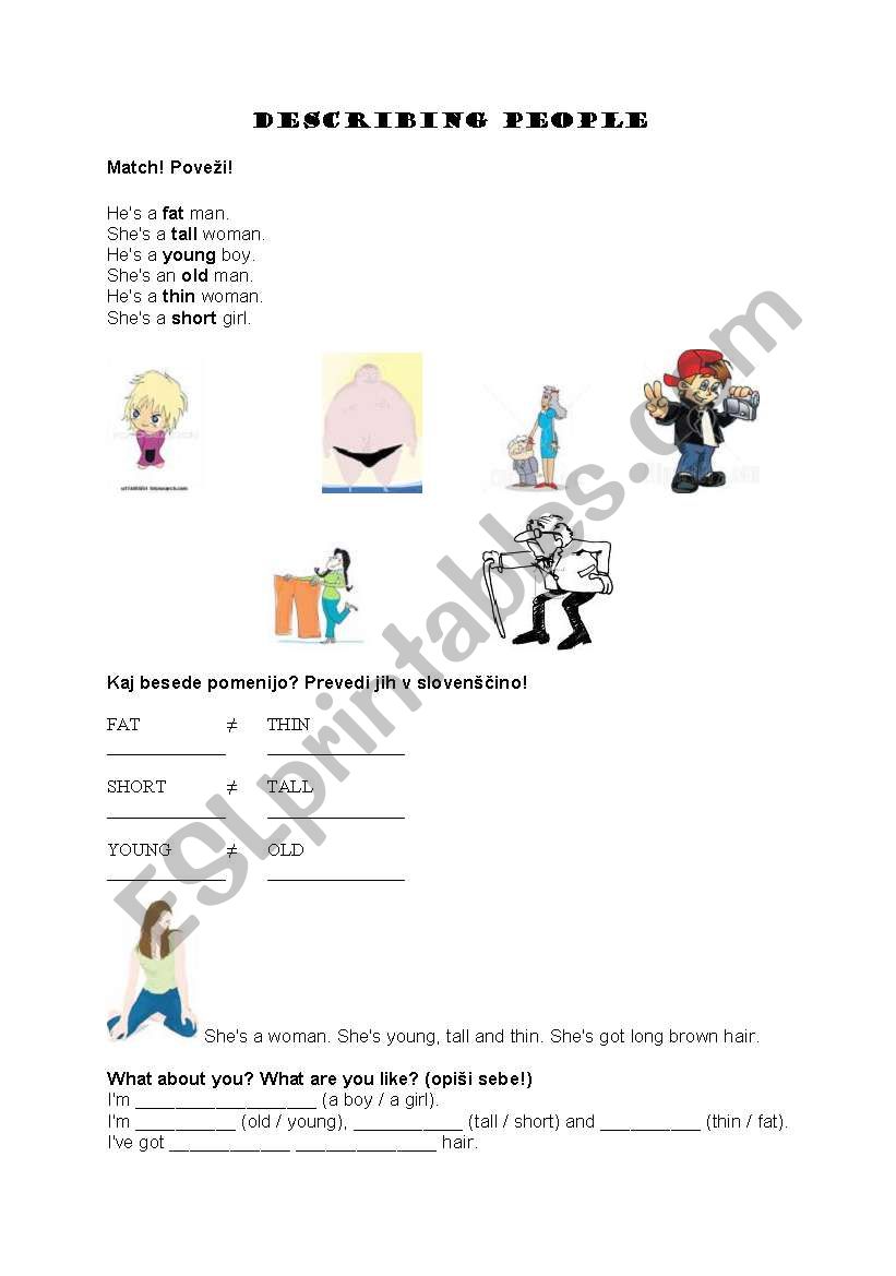 Describing people worksheet