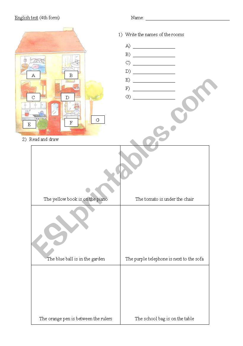 parts of the house and prepositions