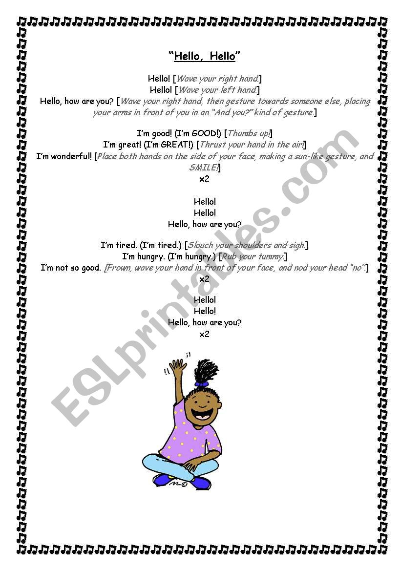 HELLO SONG worksheet