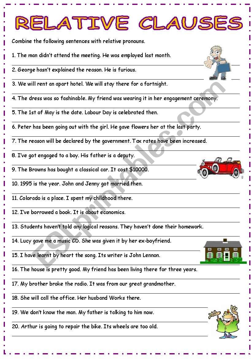 Relative -adjective- clauses worksheet