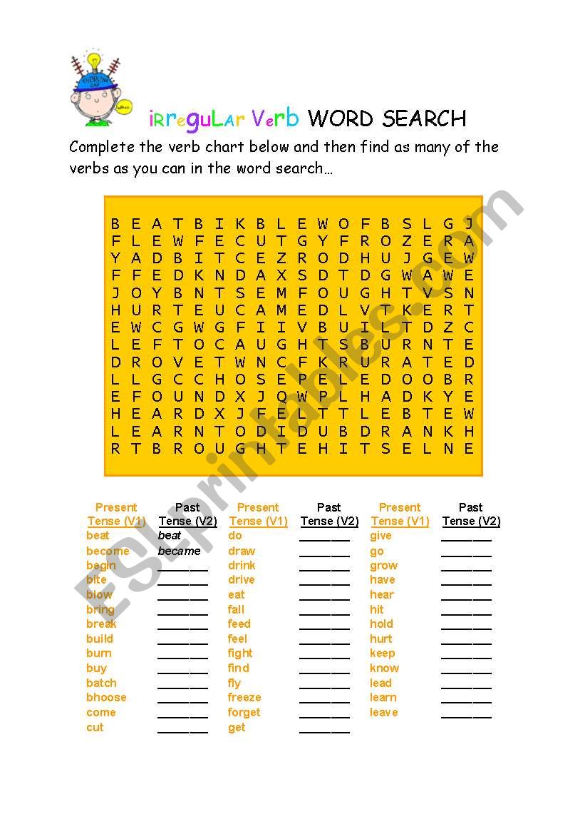 Irregular Verb Search worksheet
