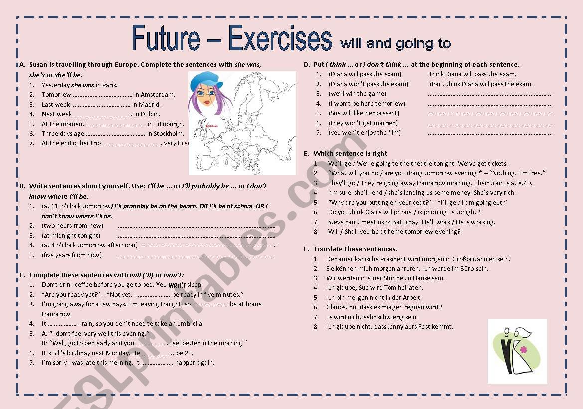 Exercises on future will and going to 2