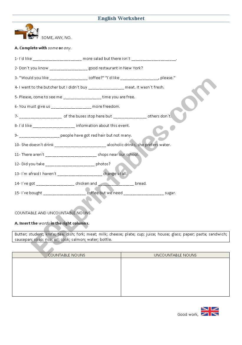 Some, any worksheet