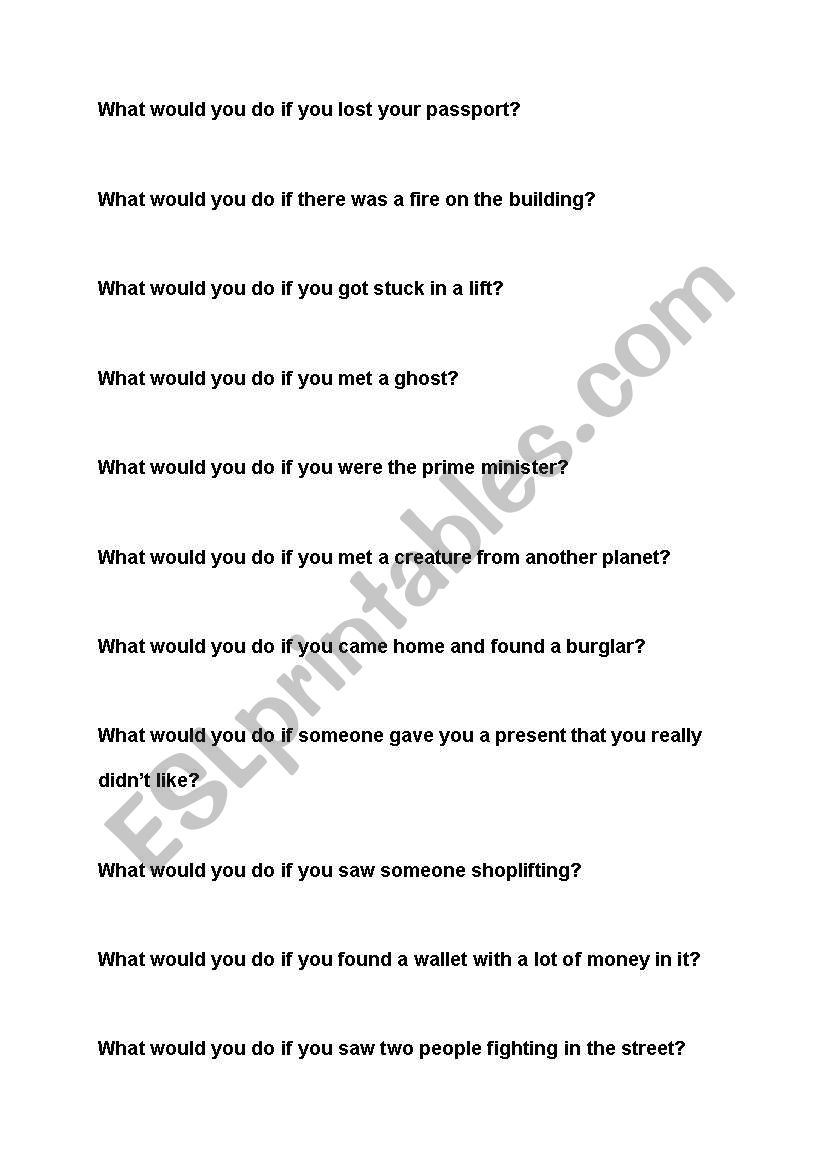 What would you do...? worksheet