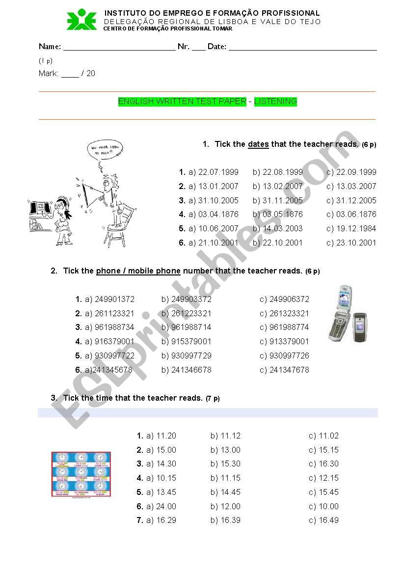 Test worksheet