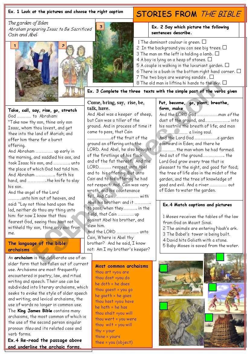 Stories from the Bible worksheet