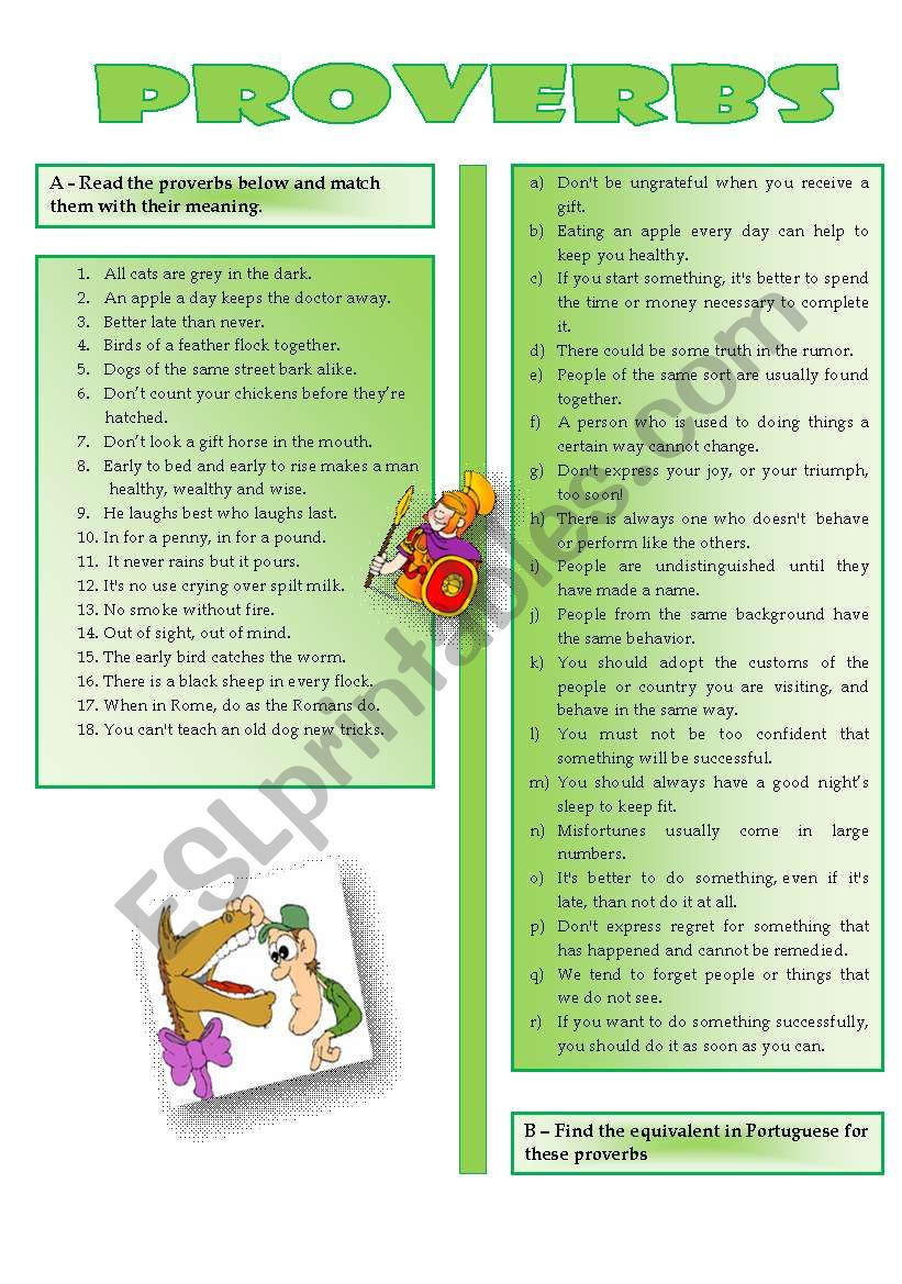 Working with proverbs worksheet