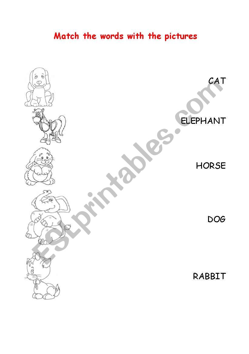 matching words and pictures worksheet