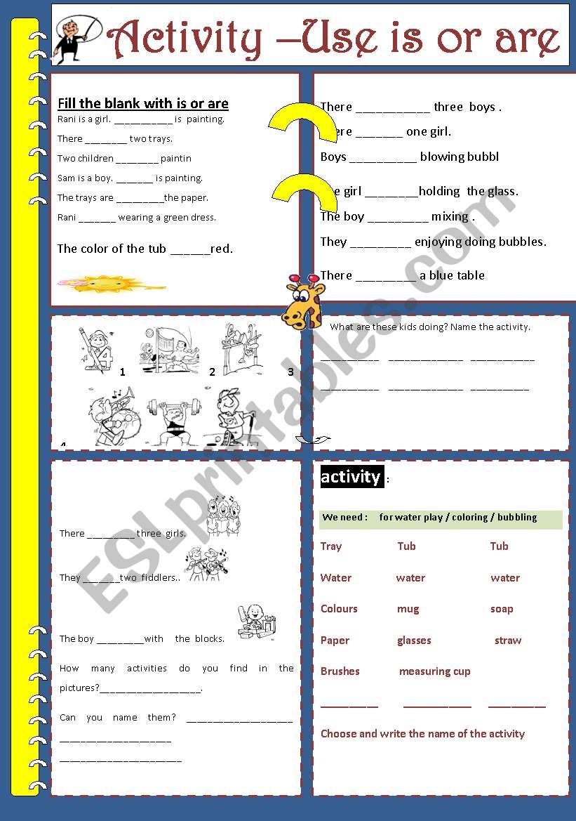 Verb--------- IS or ARE worksheet