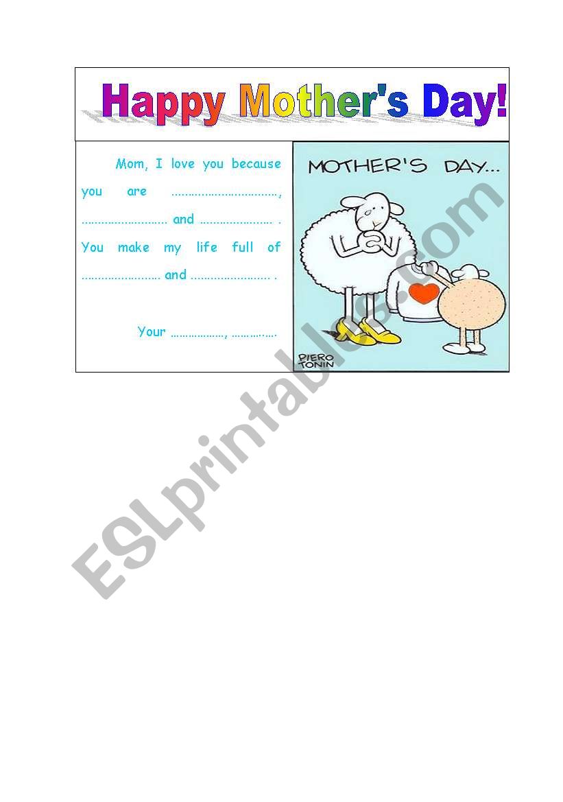 Mothers Day worksheet