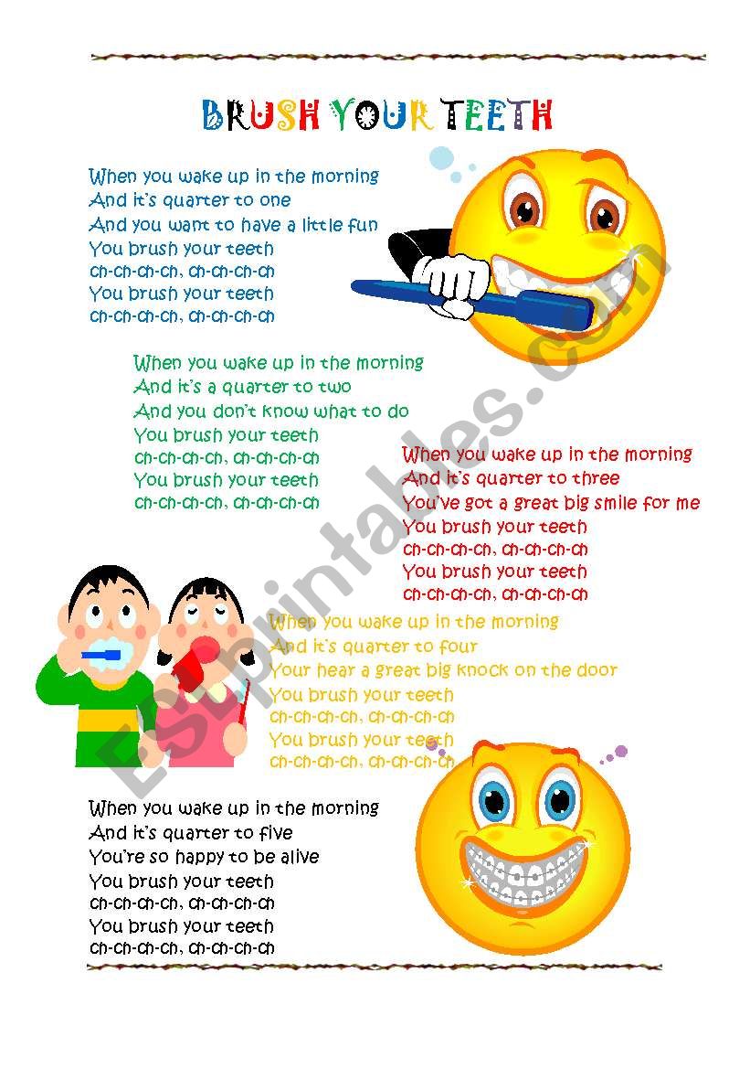 BRUSH YOUR TEETH worksheet