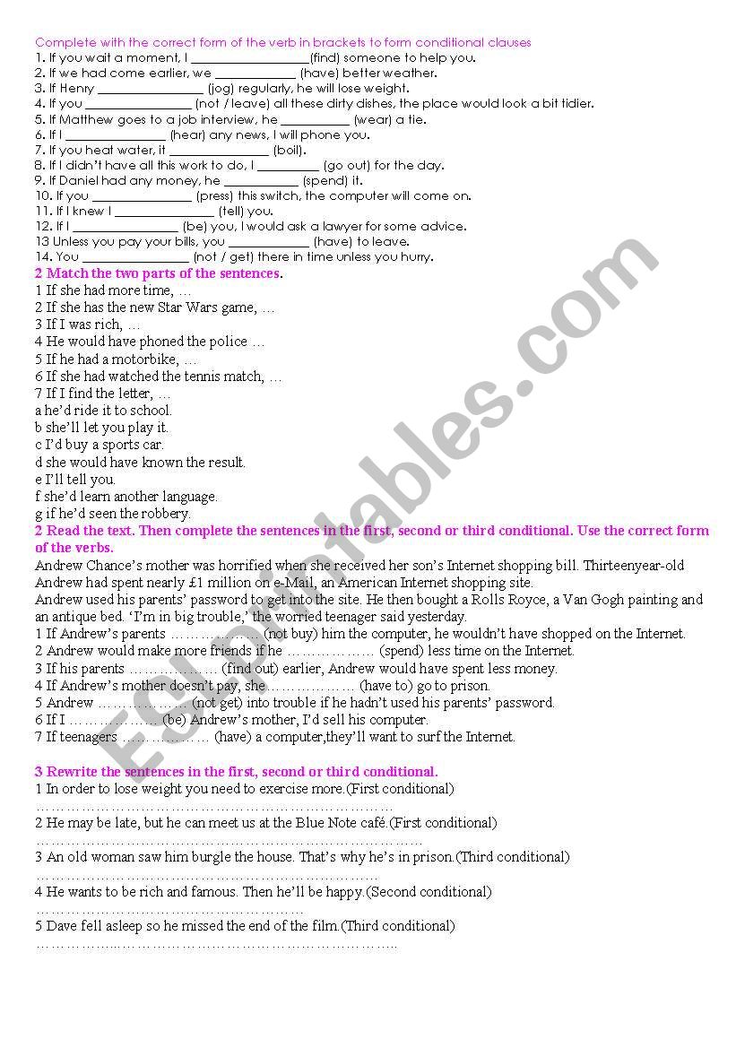 conditionals  worksheet