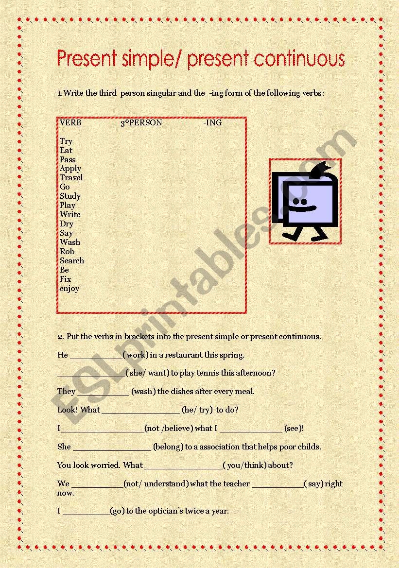 present simple/ present continuous