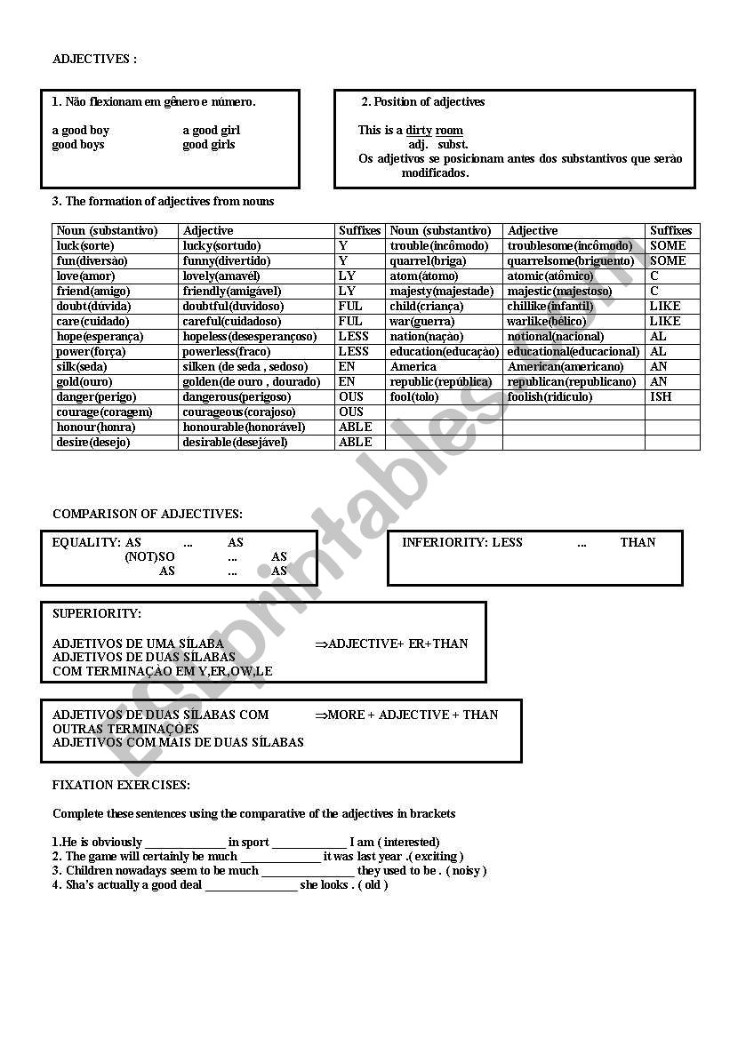 adjectives worksheet