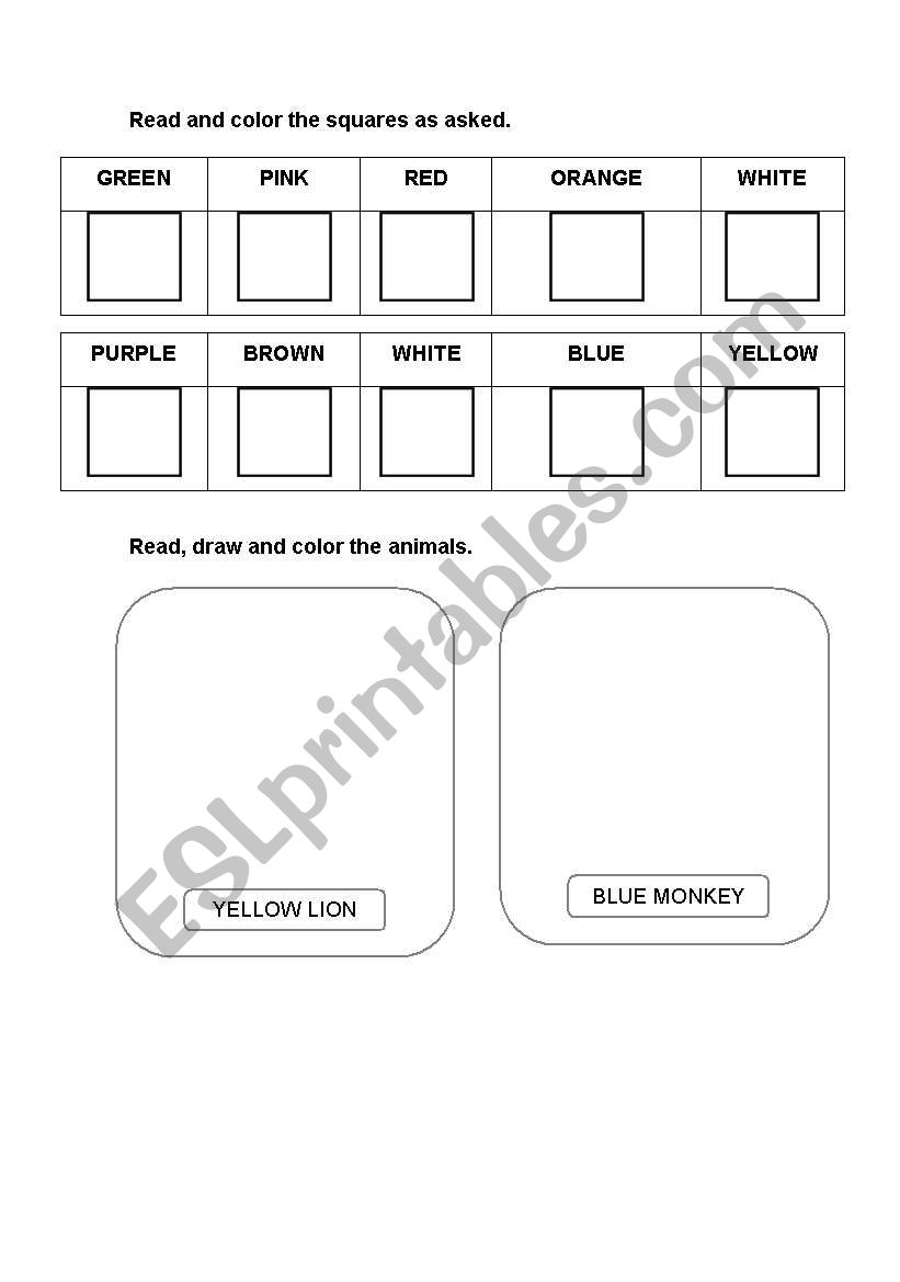 Colours worksheet