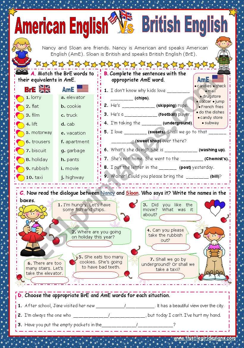 When in America speak like the Americans  -  BrE   Vs   AmE  (1)   for elementary stds