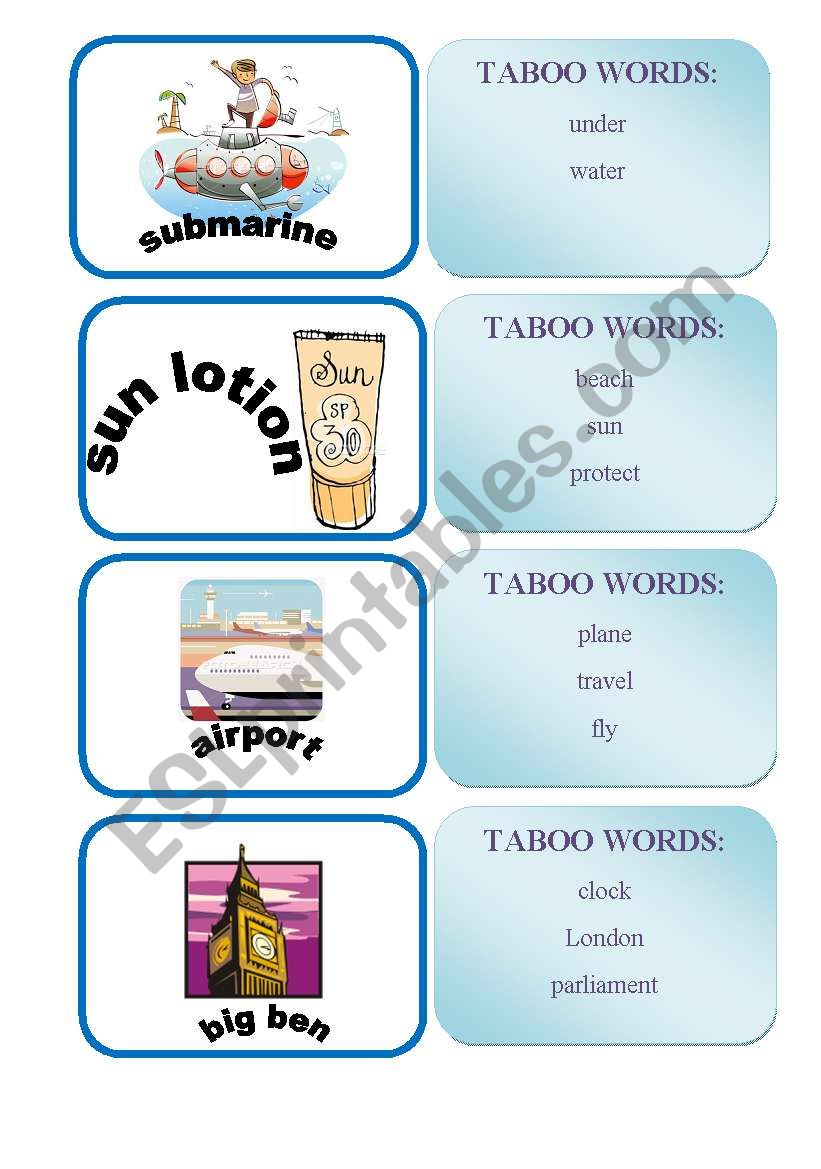 TABOO WORDS GAME SET2 worksheet