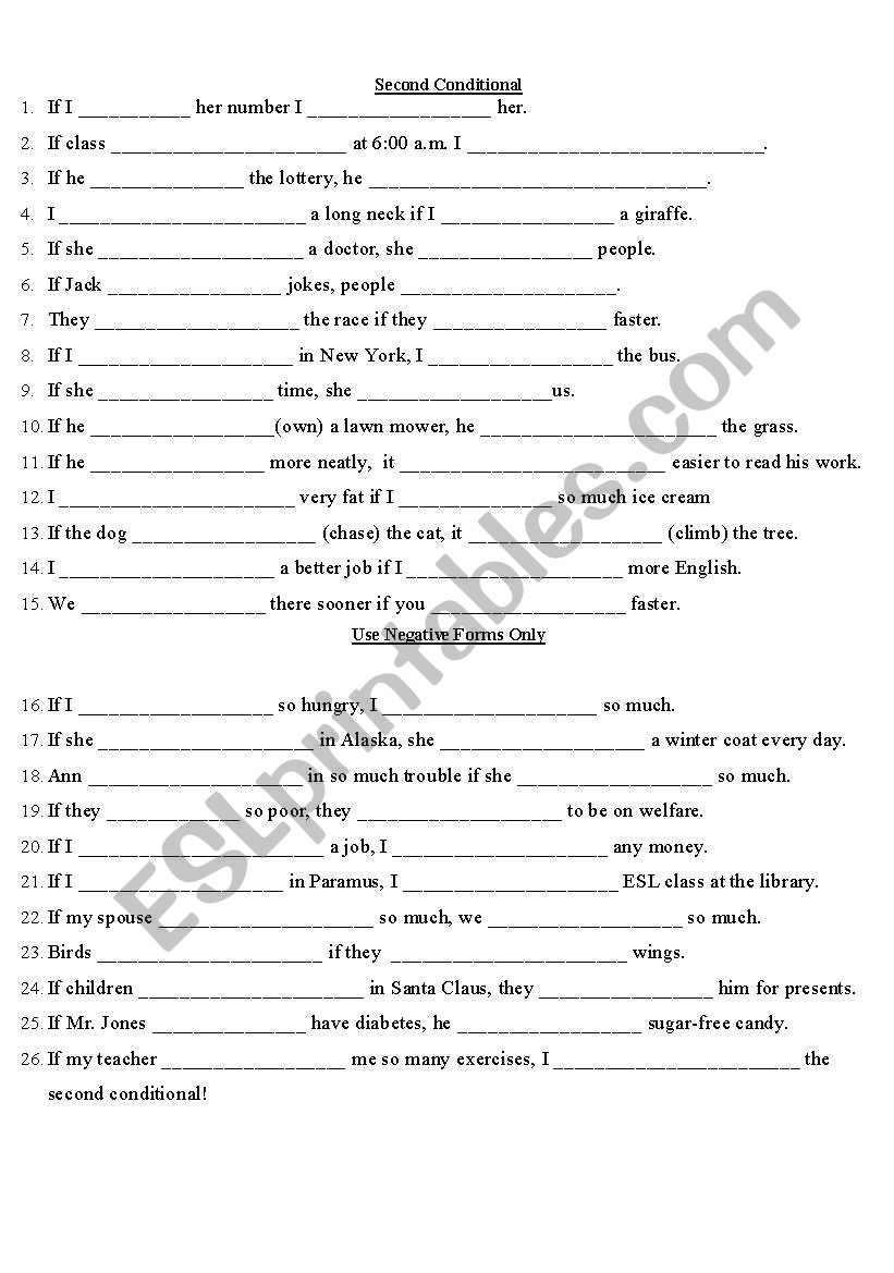 Second Conditional Fill In  worksheet