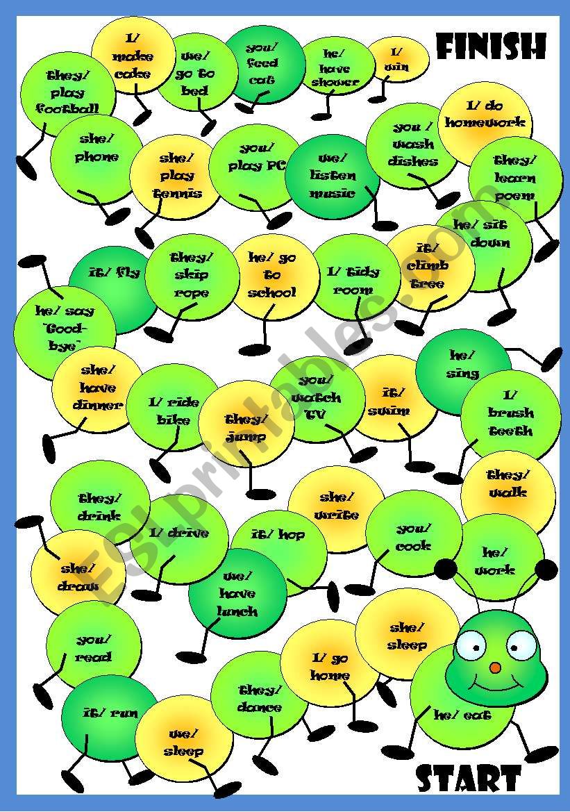 Tenses Boardgame + Tense Cards (editable) (B&W version, too)