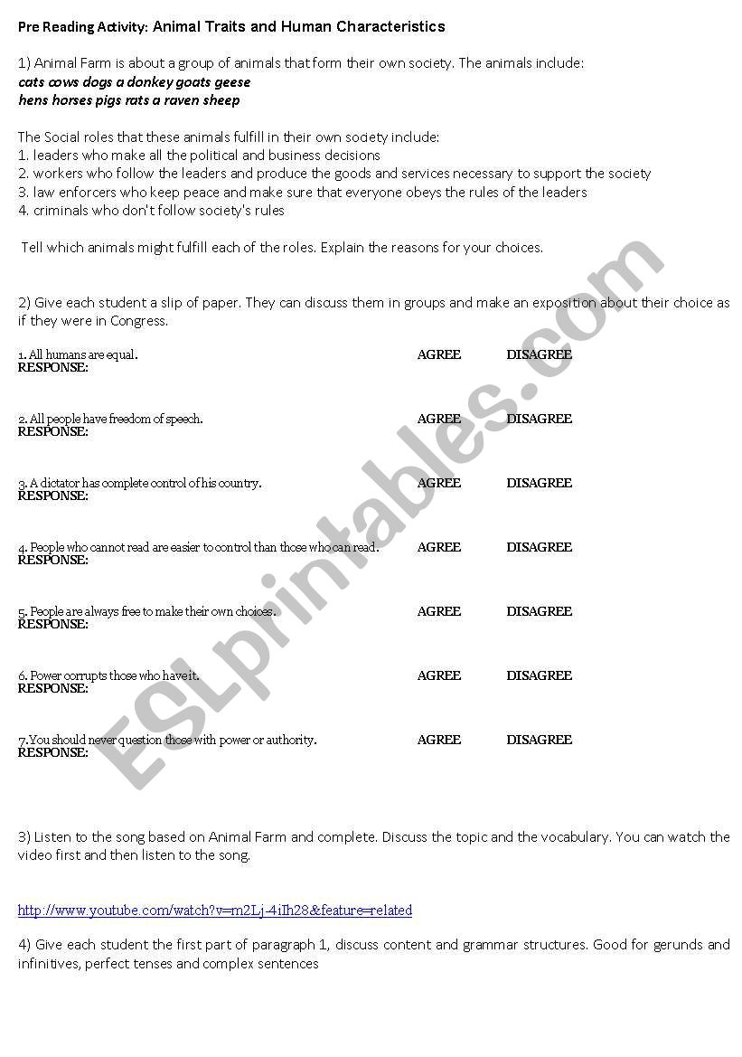 Animal Farm pre-reading activities