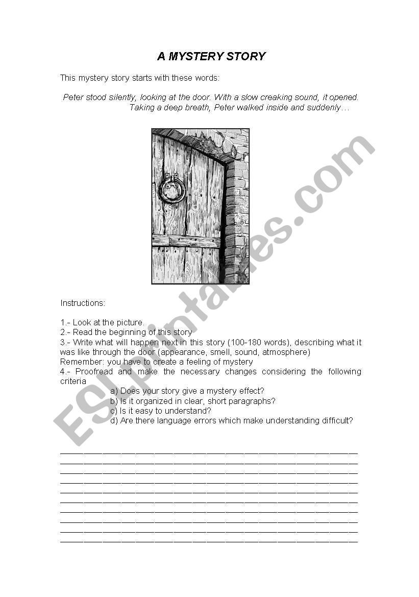 testing writing with a story worksheet