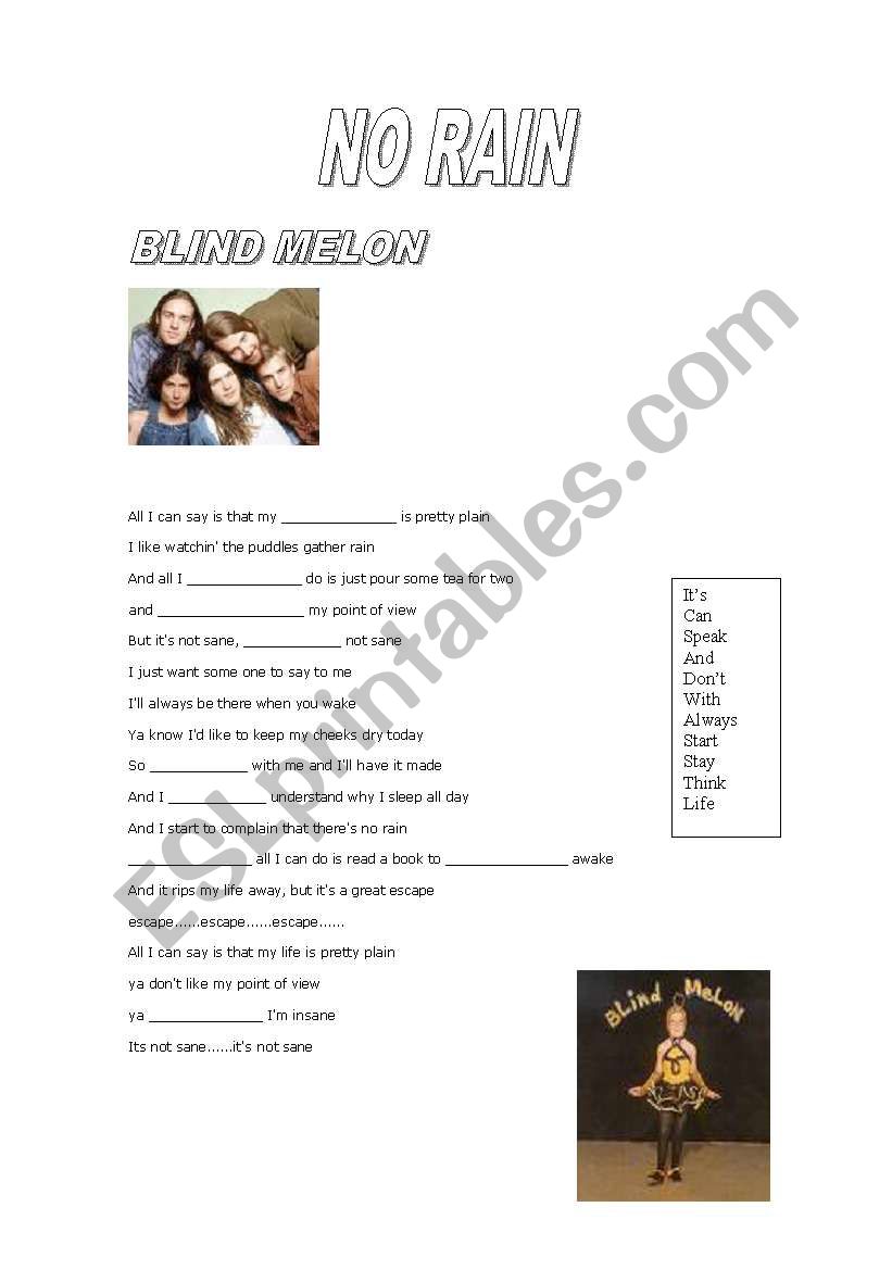 Listening - Blind Melon worksheet