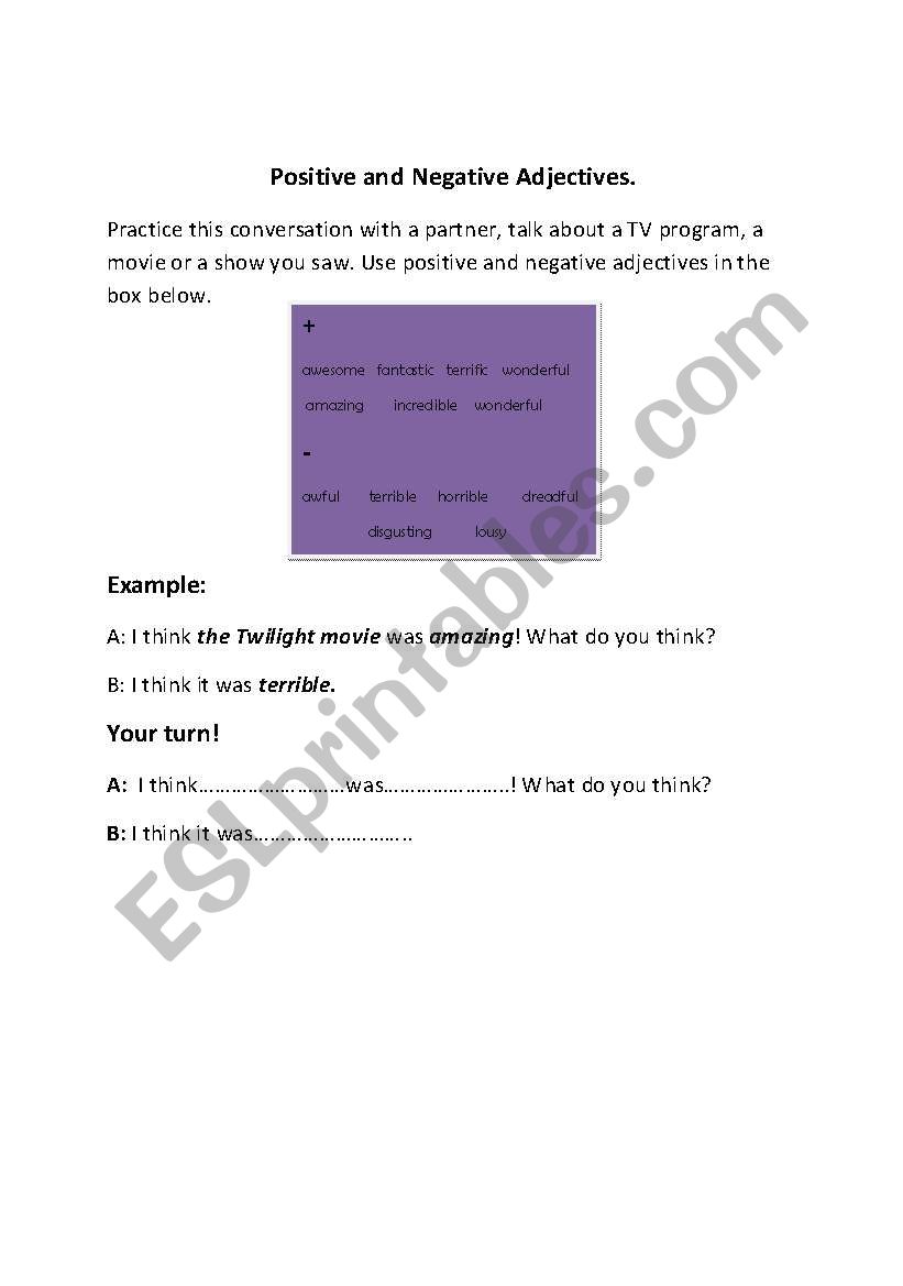 Positive and Negative adejectives