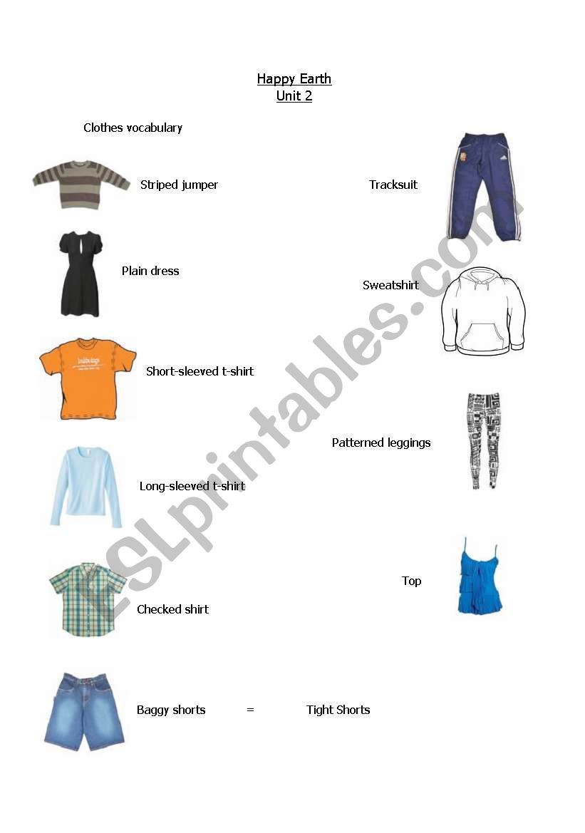 Clothes worksheet