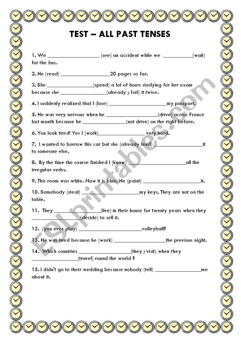 All Past Tense worksheet