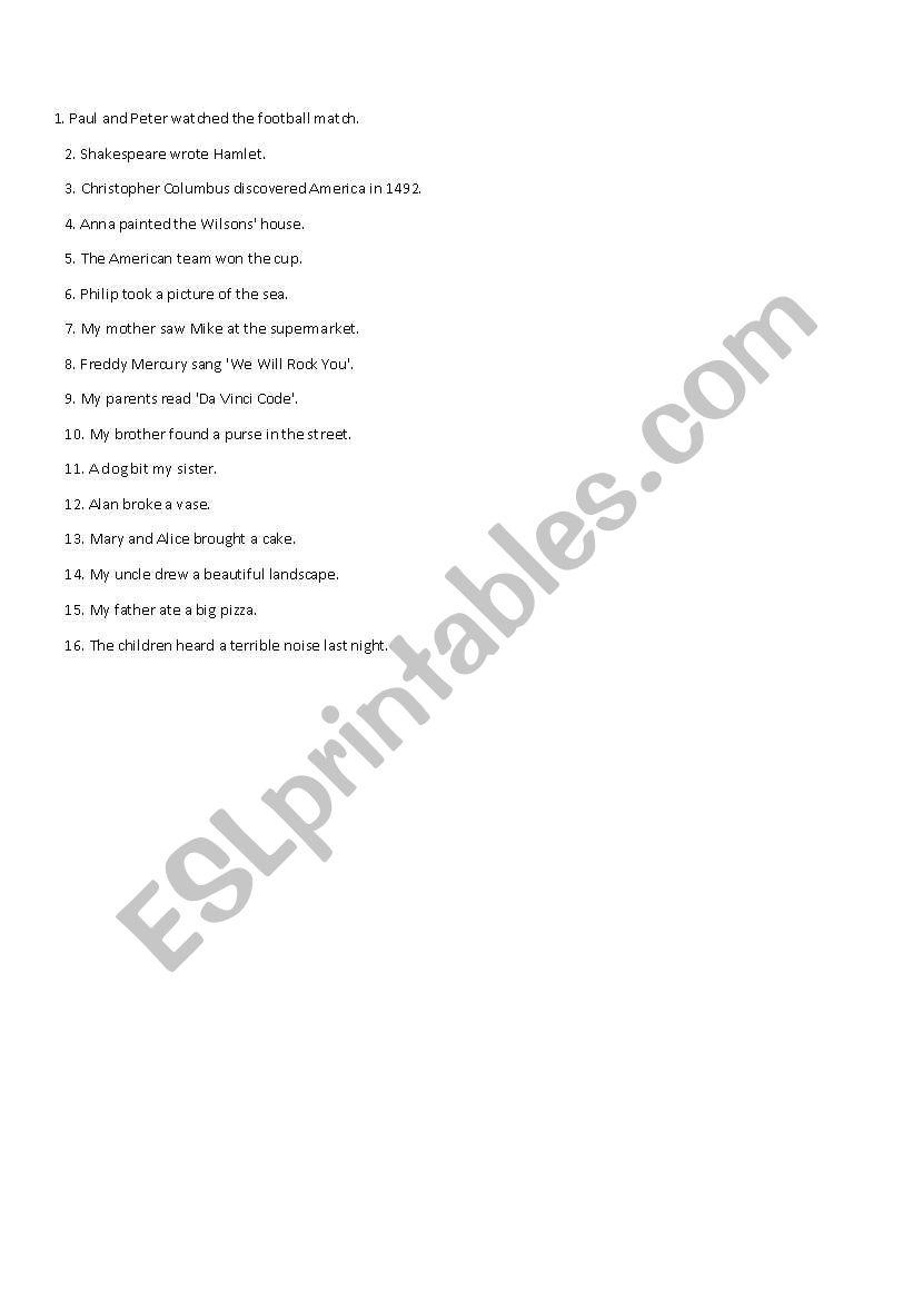Passive voice worksheet
