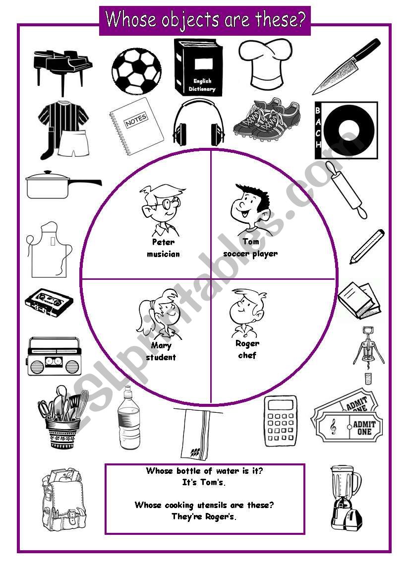 Whose objects are these? worksheet