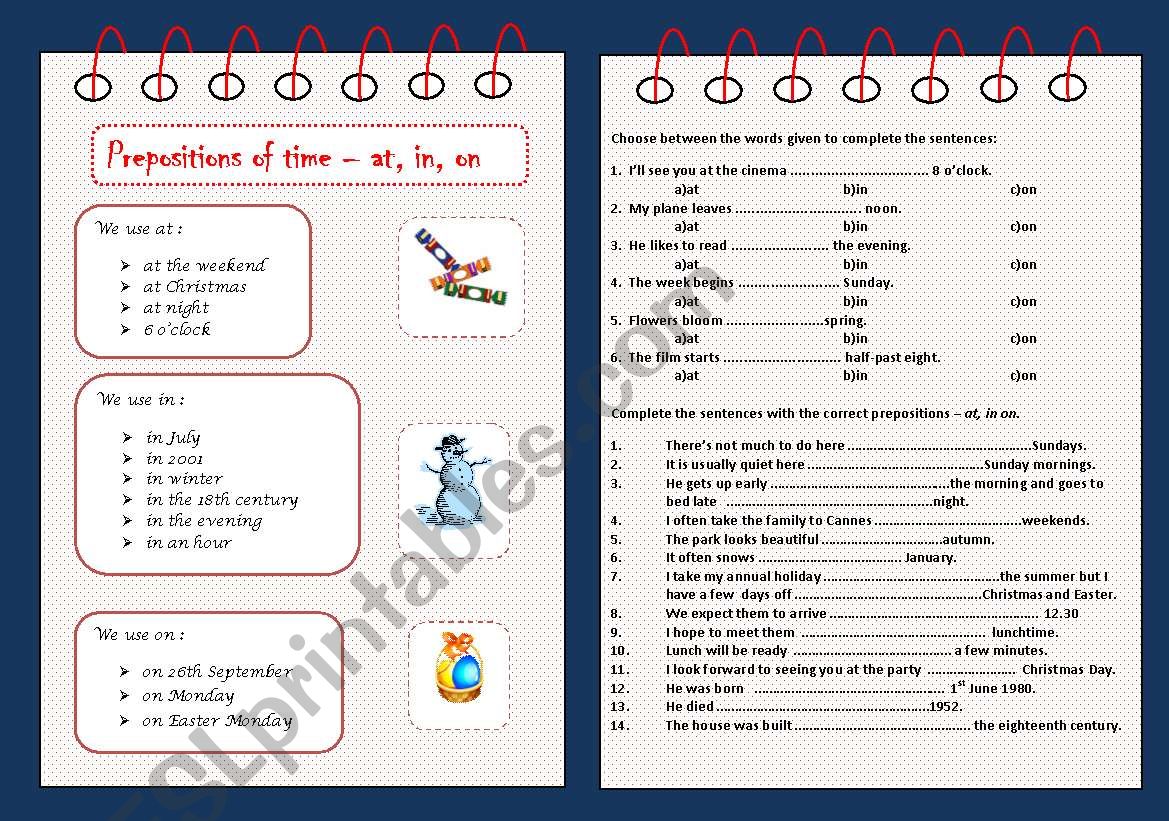 Prepositions of time - AT IN ON