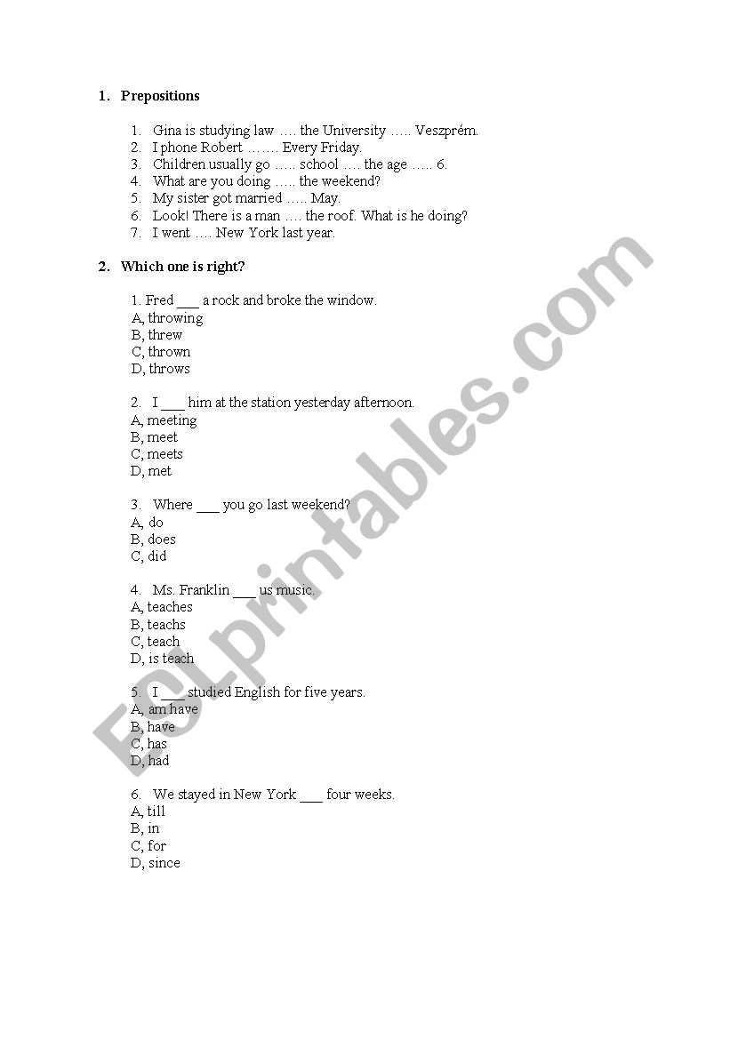 grammar worksheet