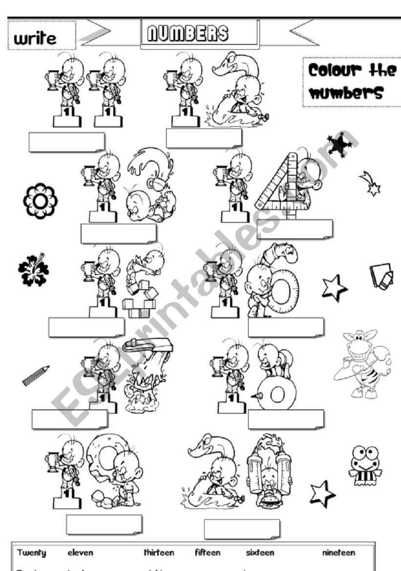 numbers from 11 to 12 worksheet