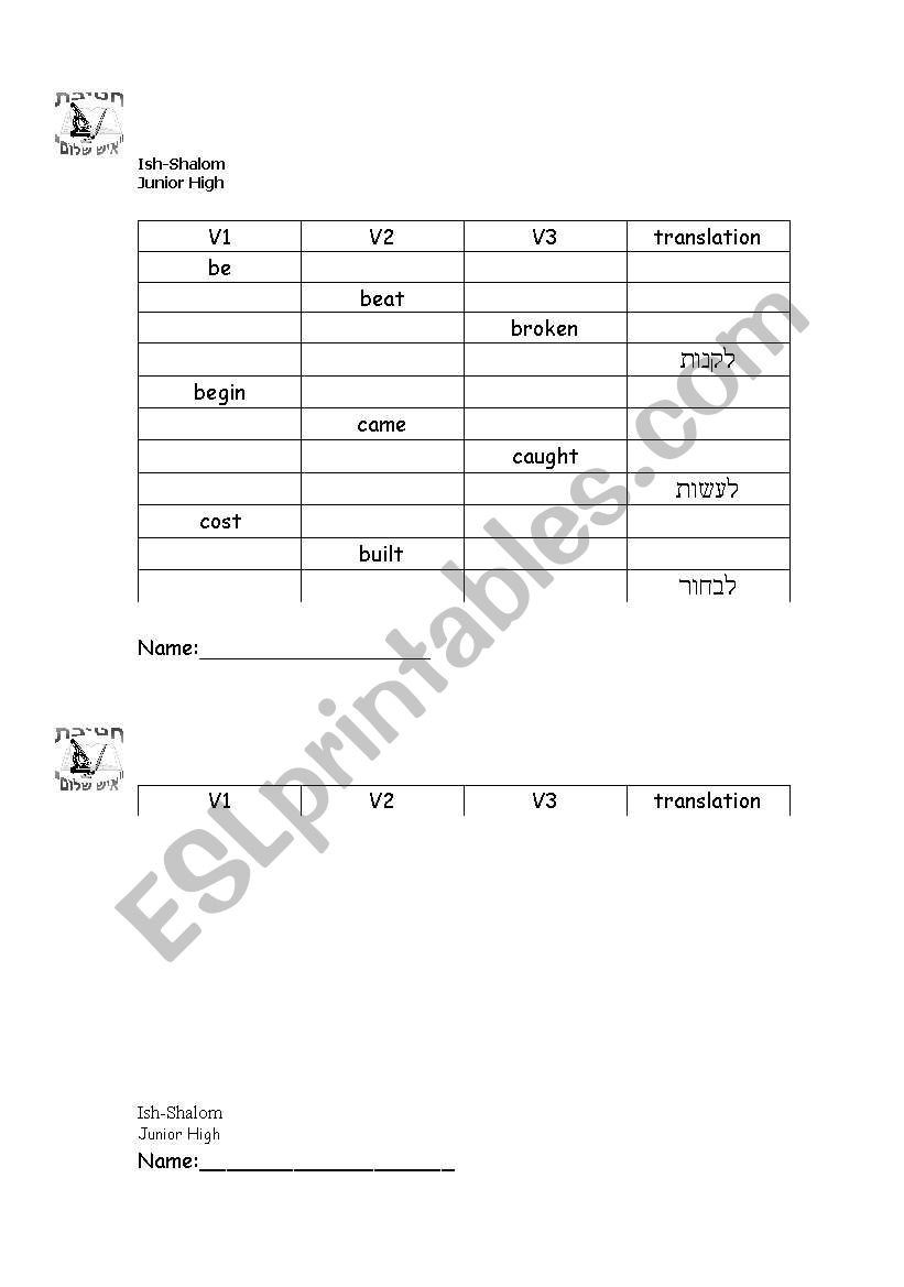 v3 worksheet