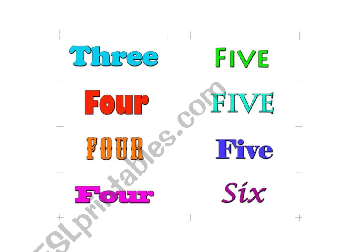 Spelling Numbers One to Twenty (card two)