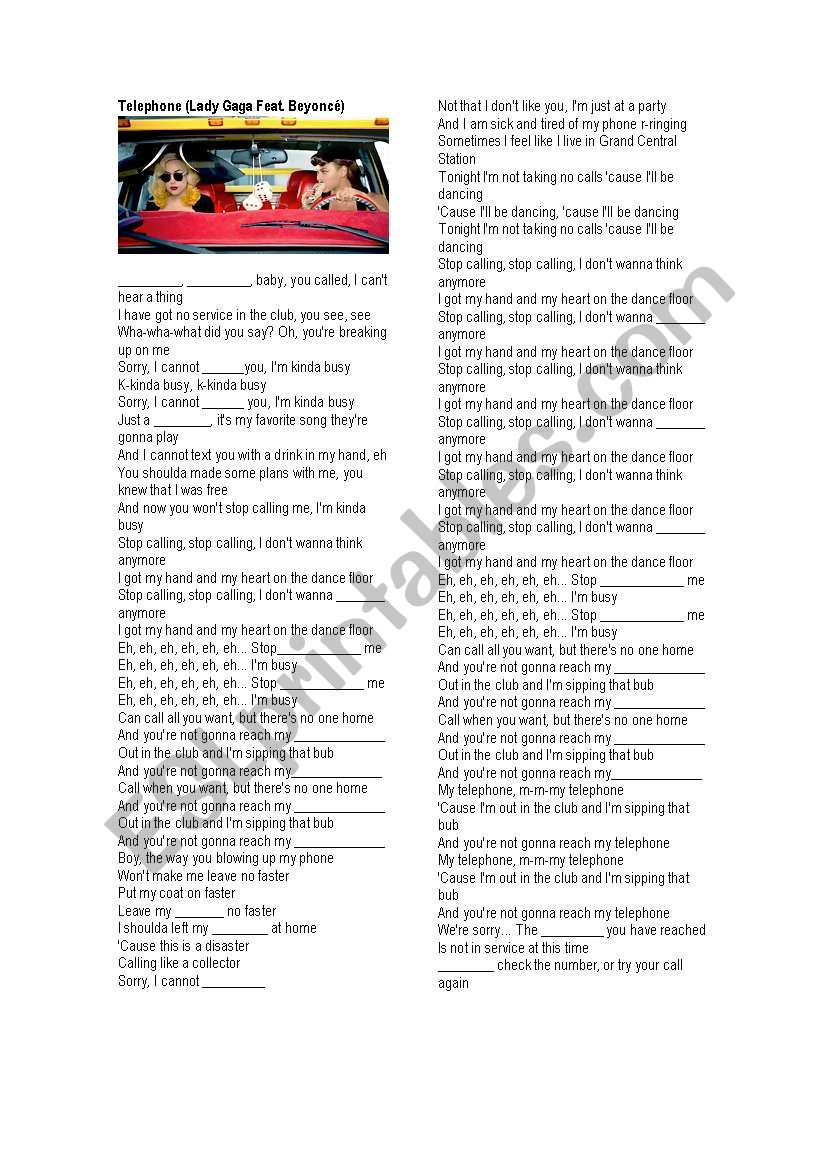 Song activity - Telephone Lady Gaga & Beyonce