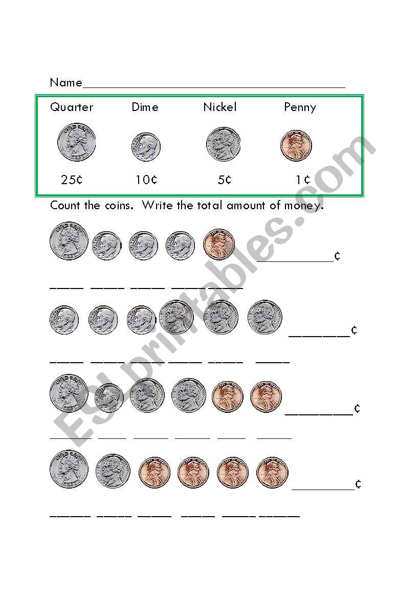 counting coins worksheet