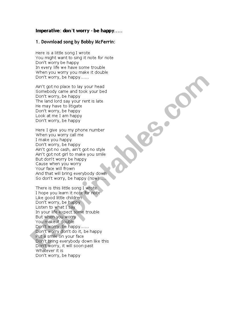 Imperative - donīt worry, be happy!!! Imperative - donīt worry, be happy!!!