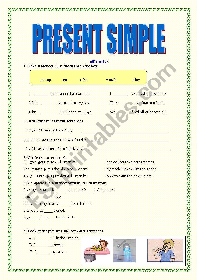 Present simple worksheet