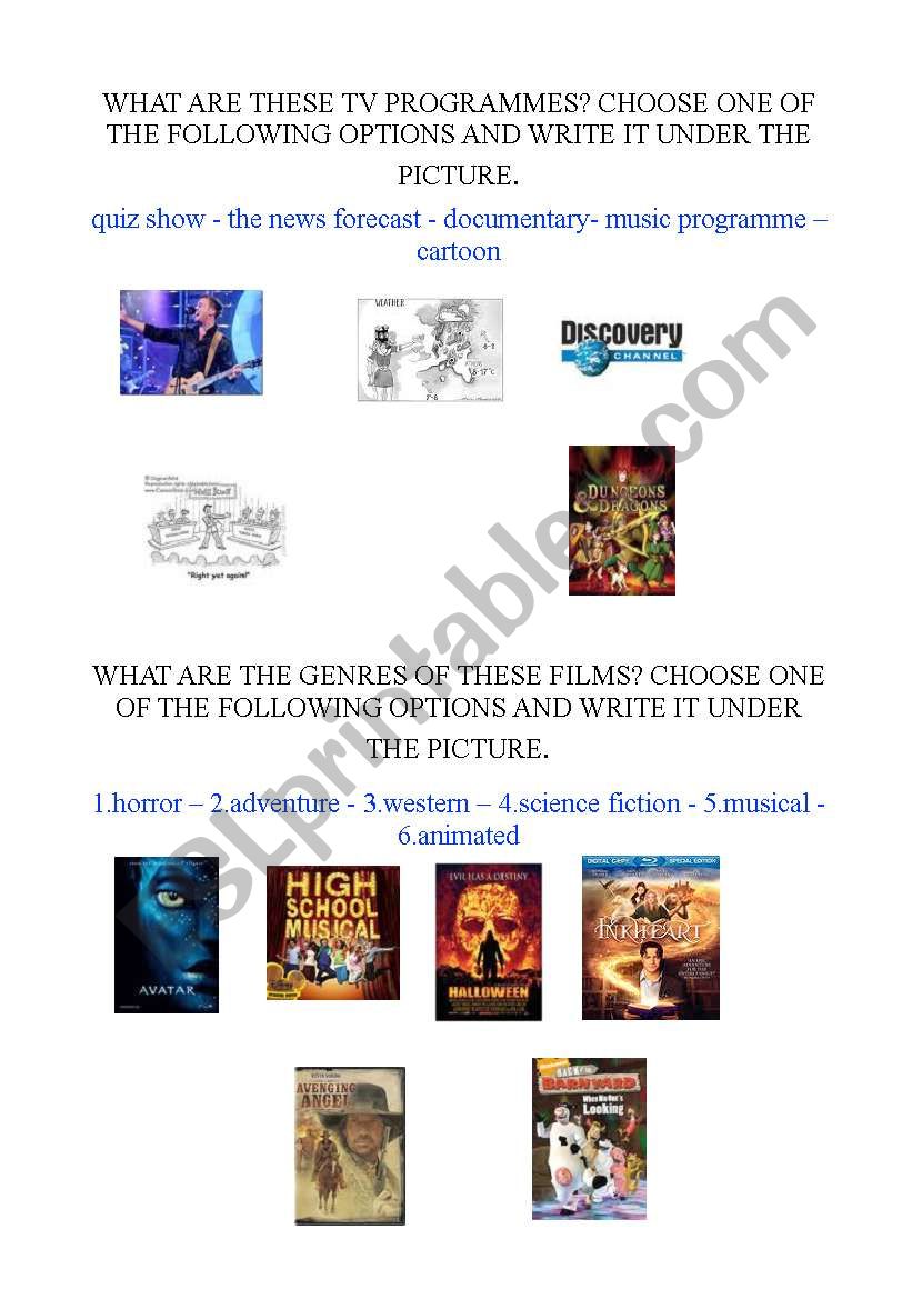 Movie Genres worksheet