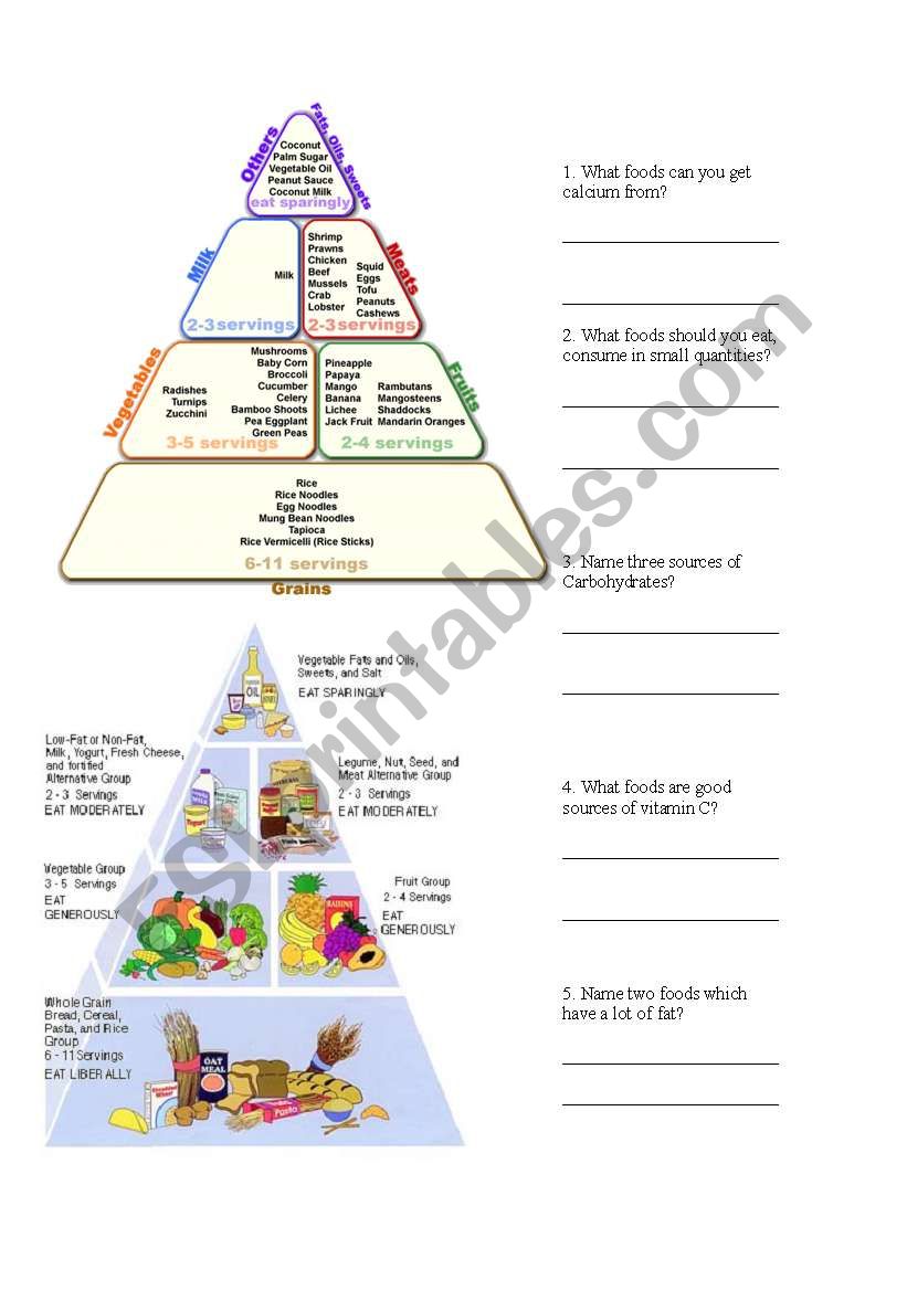 Food pyramid worksheet