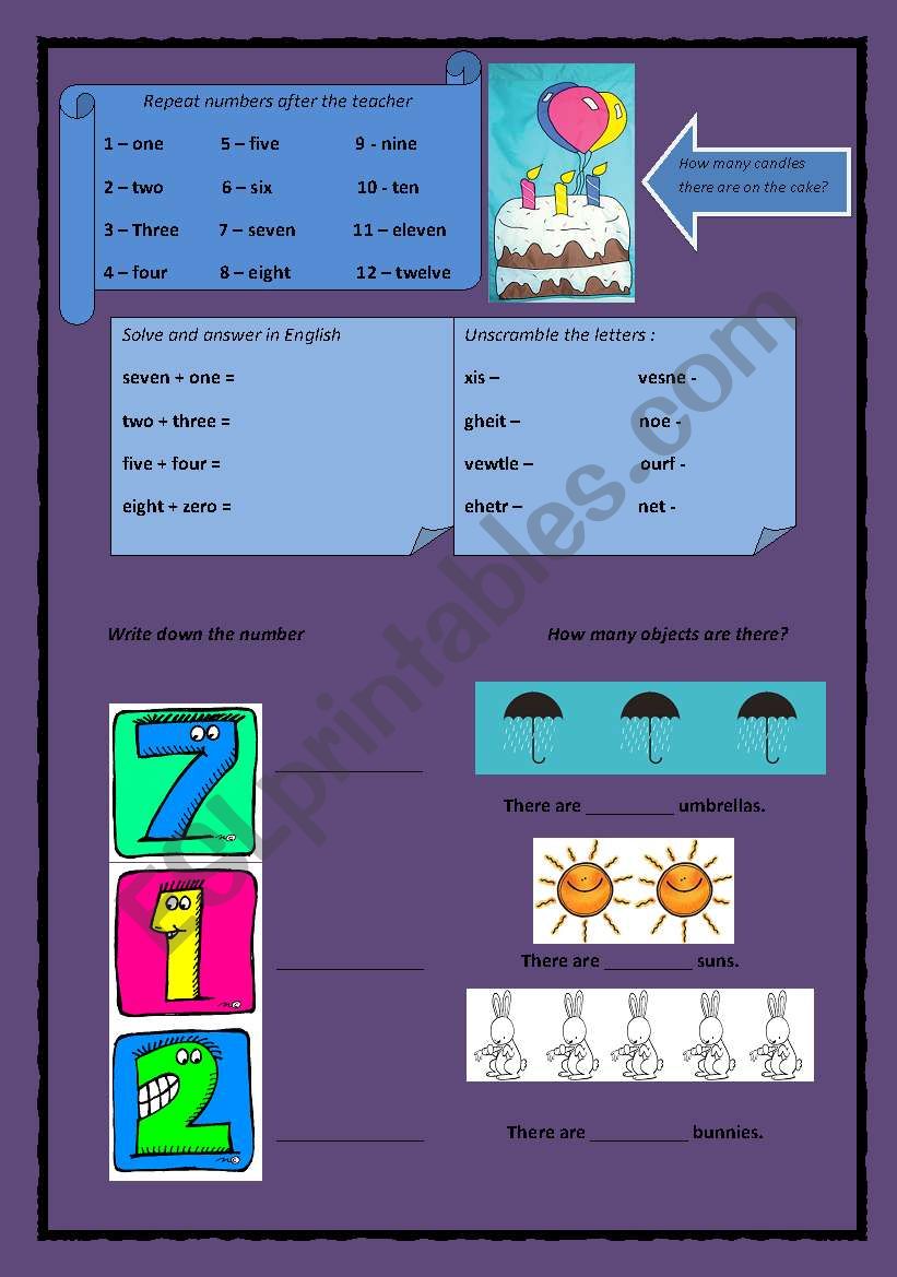 Lets play with numbers worksheet