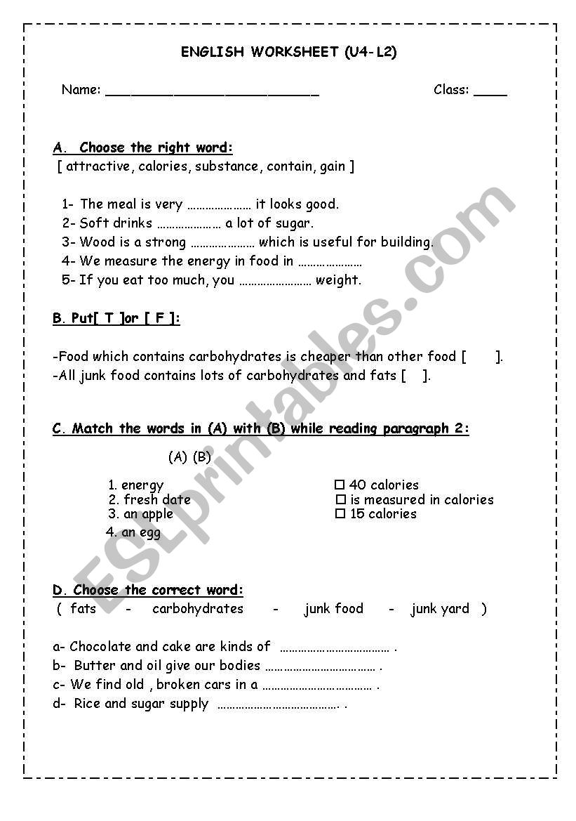 word study (food) worksheet