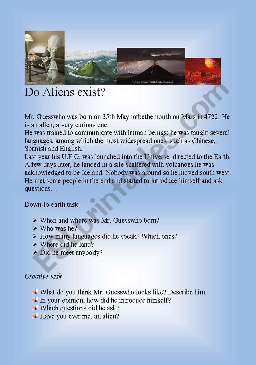 Do Aliens Exist? worksheet