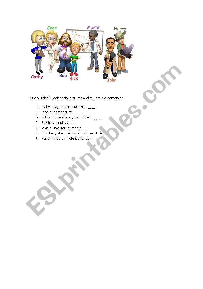 Describing people worksheet