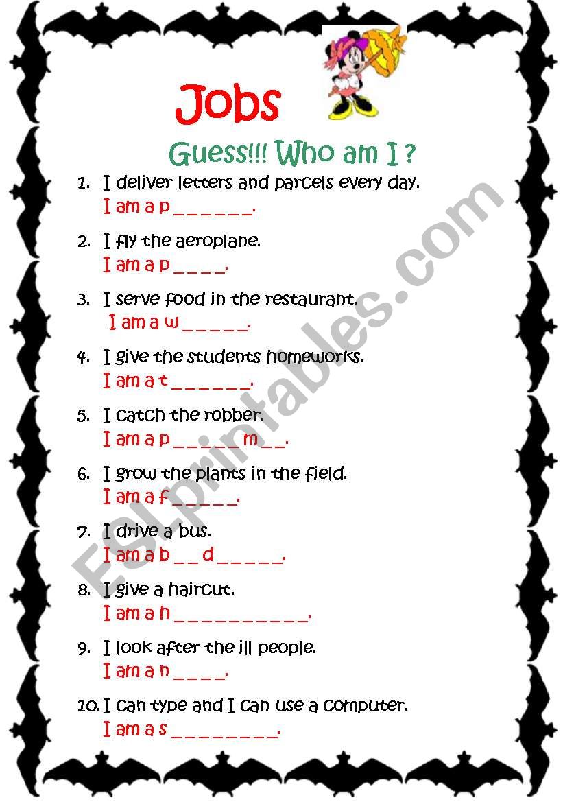 jobs worksheet