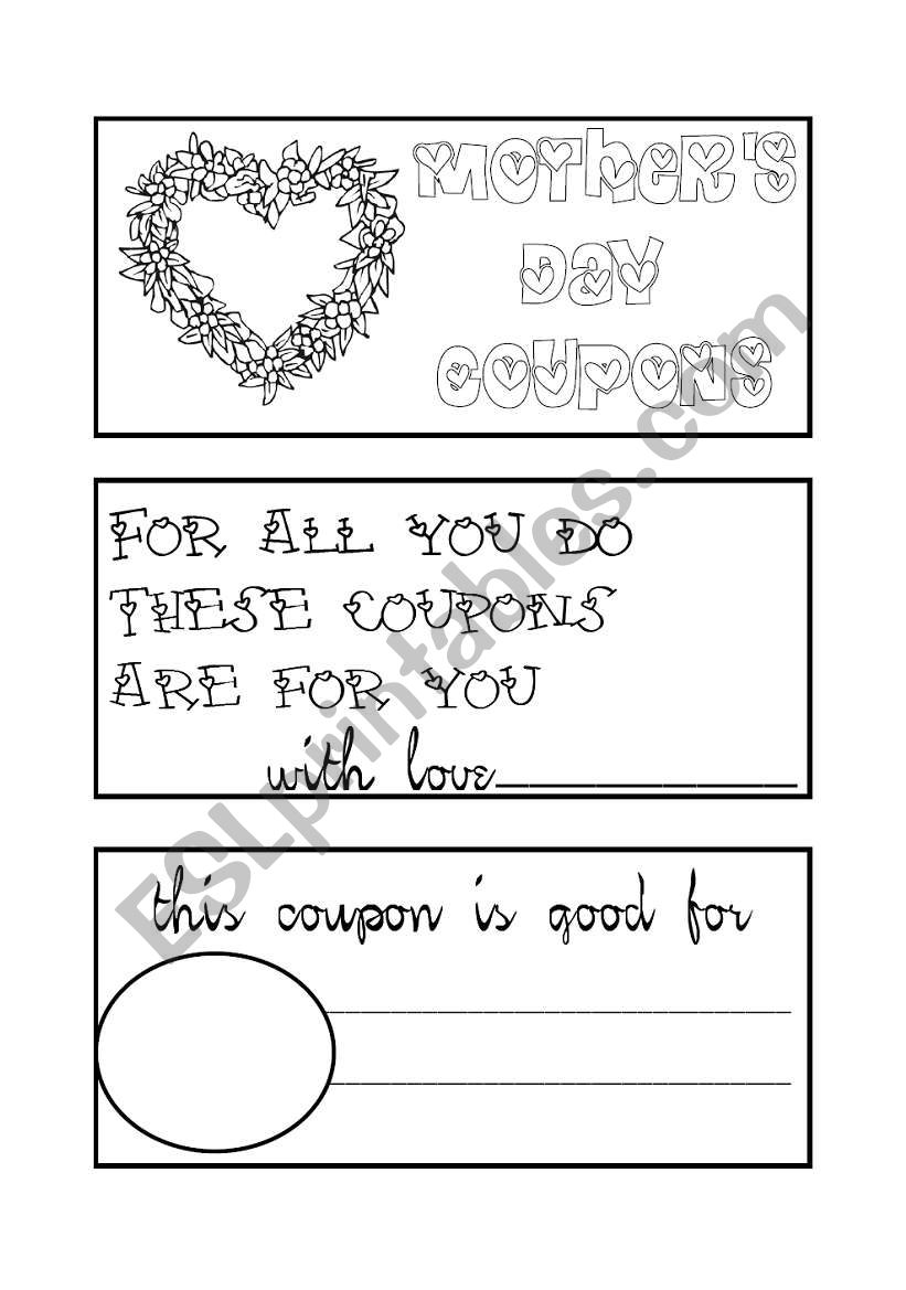 motherÂ´s day coupon book worksheet